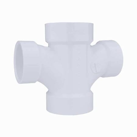 Zoro Select PVC Double Reducing Sanitary Tee, Hub, 2 in x 2 in x 1 1/2 in x 1 1/2 in Pipe Size 1CNX1