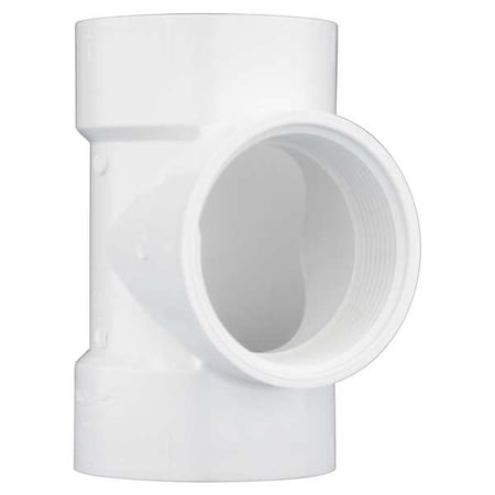 Zoro Select PVC Flush Clean Out Tee, FNPT x Hub x Hub, 3 in Pipe Size 1CNY3