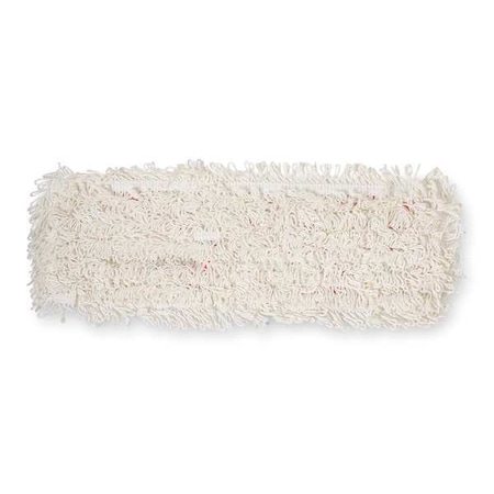 3M 18 in L Flat Mop Pad, 6 oz Dry Wt, Hook-and-Loop Connection, Looped-End, White, Microfiber, PK10 59017