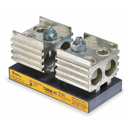 Eaton Bussmann Open Fuse Block, T UL Class, 300V AC/DC Volt Rating, 1 Poles, Box Lug T30600-1C