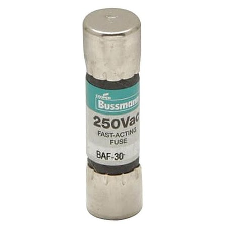 Eaton Bussmann Midget Fuse, Fast-Acting, 30A, 250V AC, Non-Indicating, 10kA at 125V AC, 200A at 250V AC BAF-30