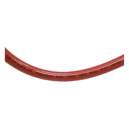 Zoro Select Tubing, Poly, 3/8 In, 150 PSI, 100 Ft, Red 1CTG1