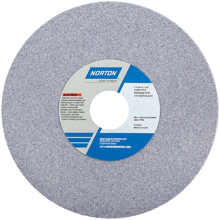 Norton Abrasives Grinding Wheel, T1, 7x3/4x1-1/4, AO, 60G, PK5 66252941938