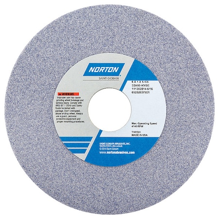 Norton Abrasives Grinding Wheel, T1, 6x1x1-1/4, AO, 60G, PK5 66252837921