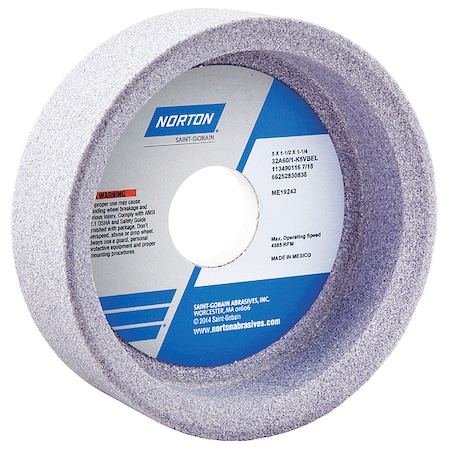 Norton Abrasives Straight Cup Wheel, 5Diax1.5 Tx1.25AH, PK5 66252830838