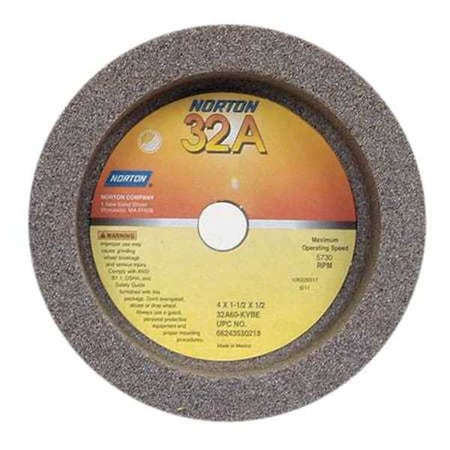 Norton Abrasives Straight Cup Wheel, 4 Diax1.5 Tx1/2AH, PK5 66243530218