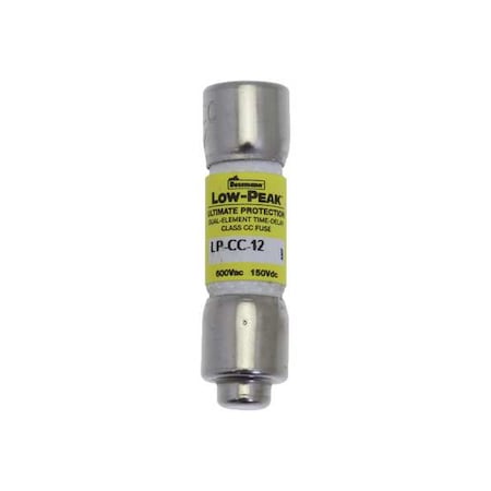 EATON BUSSMANN UL Class Fuse, CC Class, LP-CC Series, Time-Delay, 12A, 600V AC, Non-Indicating LP-CC-12