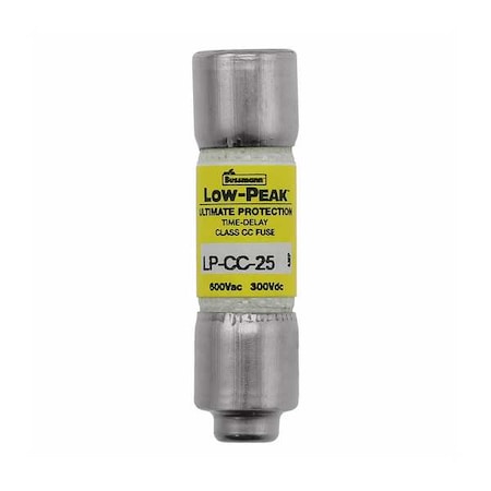 EATON BUSSMANN UL Class Fuse, CC Class, LP-CC Series, Time-Delay, 25A, 600V AC, Non-Indicating LP-CC-25