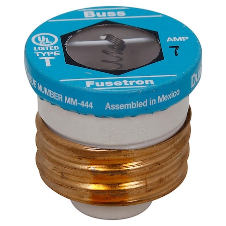 Eaton Bussmann Plug Fuse, 7A, 10kA at 125V AC, 4 PK T-7