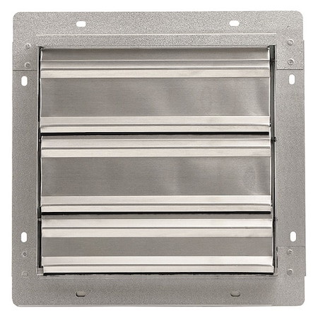 Dayton 12 in 15"H-W 5.75"L Alu Wall Backdraft Dampr, 12-1/2 in x 12-1/2 in, Aluminum 1C742