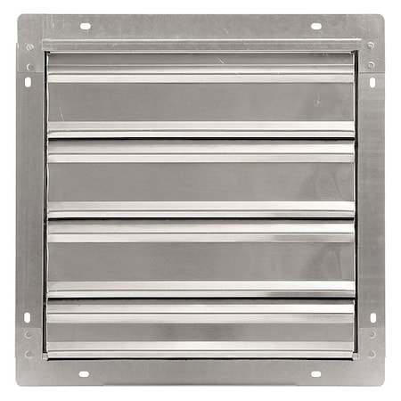 Dayton 16 in 19"H-W 5.75"L Alu Wall Backdraft Dampr, 16-1/2 in x 16-1/2 in, Aluminum 1C743