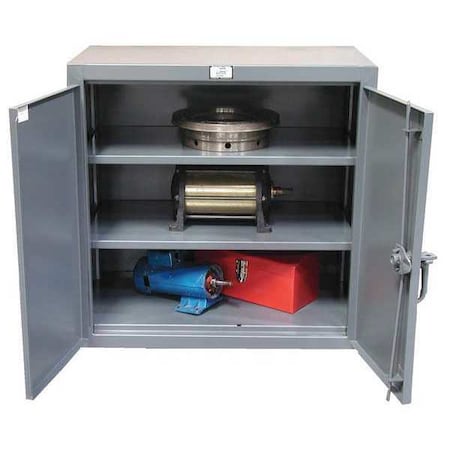 Strong Hold Shelving Storage Cabinet, 36 in H, 48 in W, 24 in D, Swing, Padlock Hasp, Gray, 2 Shelves, 0 Drawers 43-242