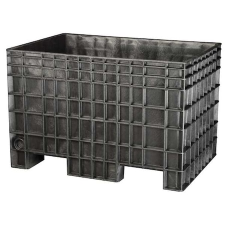 Buckhorn Bulk Container 13.8 cu ft Volume Cap., 41 5/8 in L, 28 3/4 in W, 27 3/4 in H, Plastic, Black BF4229280010000