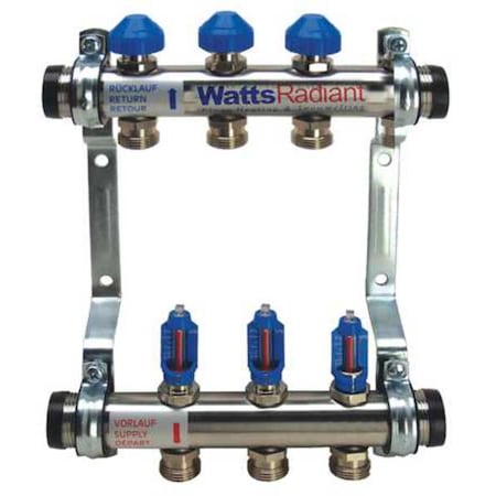 Watts Flowmeter Manifold, Metal, Stainless Steel D3803003SS