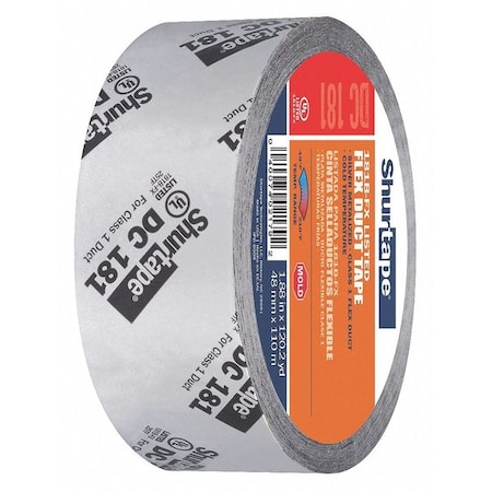 Shurtape Duct Tape, Silver, 120-1/4 yd L, 1-7/8 in W 164686
