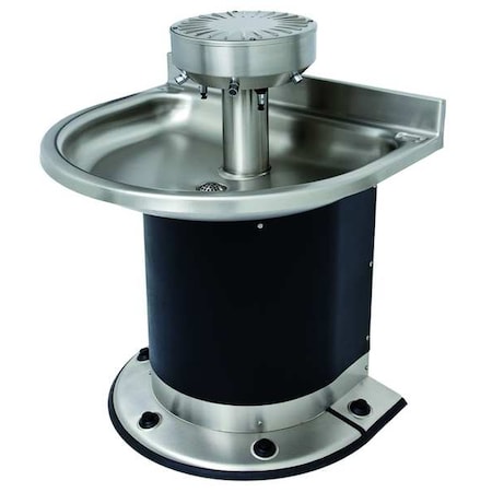 Acorn Controls Four Station, On-Floor, Semi-Circular Wash Fountain, Black/Silver 3544-2-F-DV-VPB-MXTP