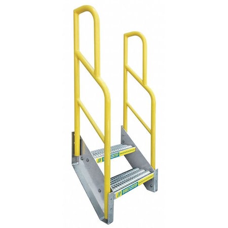 Erectastep Stair Unit, 2 Steps, Aluminum, 1000 lb Load Capacity, Serrated Tread 11387