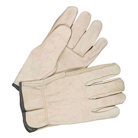 Bdg Leather Drivers Gloves, Shirred Slip-On Cuff, Straight Thumb, Tan, L, 1 PR 20-1-1571-11