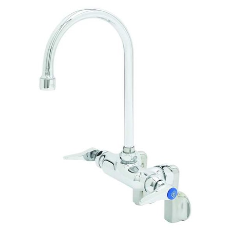 T&S Brass Gooseneck Bar Faucet, Manual, 4" Mount, 2 Hole B-0341