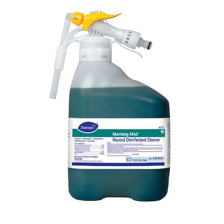Diversey Neutral Disinfectant Cleaner Concentrate, 5L Hose End Sprayer, Unscented, Blue/Green 5283020