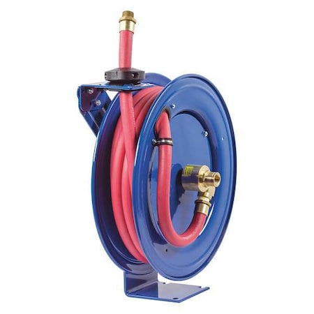 Coxreels Spring Return Hose Reel, 3/4 in Hose Diameter, 25 ft Length, 300 psi Max. Pressure, Brass, Blue SHF-N-525