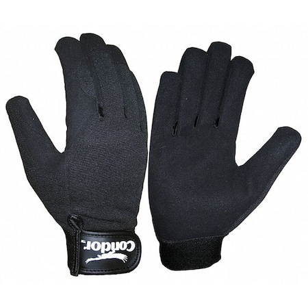 Condor Mechanics Gloves, Synthetic Leather Palm, S, Black 10D870