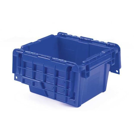 Orbis Attached Lid Container, 2.24 gal Volume Cap., 11 3/4 in L, 9 3/4 in W, 7 3/4 in H, Plastic, Blue FP03 Blue