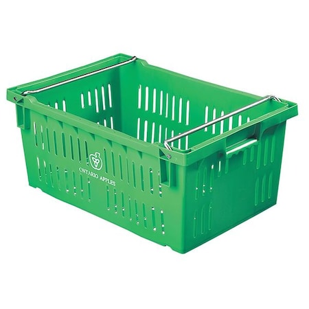 Orbis Hang & Stack Storage Bin, Plastic, Green, 10 1/4 in H, 15 3/4 in W, 23 5/8 in L AF2416-10 Green
