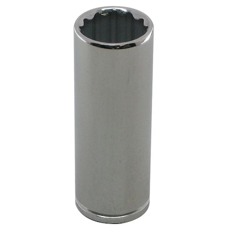Westward WESTWARD 3/8 in Drive, 11/32" SAE Socket, 12 Points, Steel, Chrome, 11/32 in 10E892