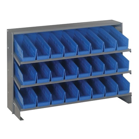 Quantum Storage Systems Steel Bench Pick Rack, 12 in D x 27 in H x 36 in W, 3 Shelves, Blue QPRHA-201BL