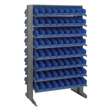 Quantum Storage Systems Steel Pick Rack, 24 in D x 64 in H x 36 in W, 16 Shelves, Blue QPRD-201BL