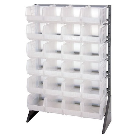 Quantum Storage Systems Steel Bin Rail Floor Rack, 15 in D x 54 in H x 36 in W, Clear QRU-12S-240-24CL