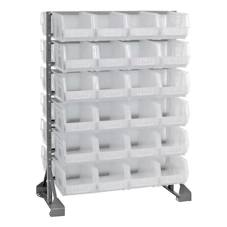 Quantum Storage Systems Steel Bin Rail Floor Rack, 20 in D x 54 in H x 36 in W, Clear QRU-12D-240-48CL