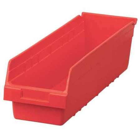 Akro-Mils Shelf Storage Bin, Plastic, Red, 6 in H, 6 5/8 in W, 23 5/8 in L 30094RED