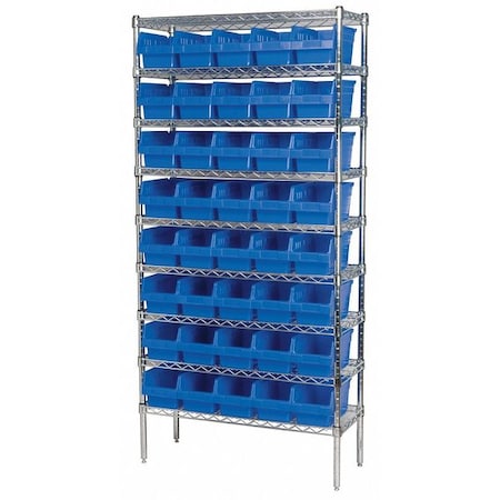 Akro-Mils Steel Wire Bin Shelving, 36" W x 74" H x 14" D, 8 Shelves, Gray AWS143630090B