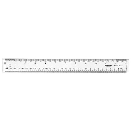 WESTCOTT Ruler, 12 Inch, Clear Acrylic 10562