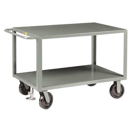 Little Giant Flat Handle Utility Cart, Steel, 5000 lb Load Capacity, 2 Shelves, 41 1/2 in L, 24 in W GH-2436-8PH-FL