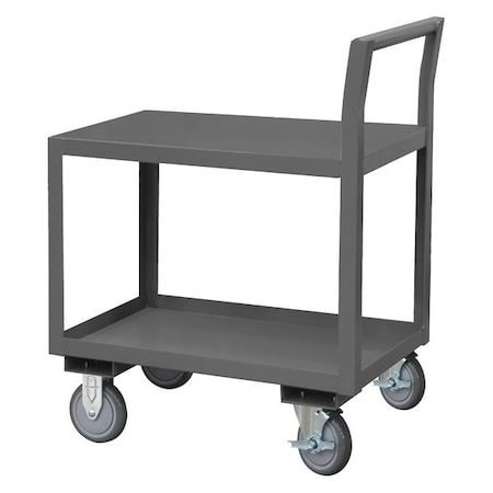 Zoro Select Low-Profile Utility Cart with Lipped & Flush Metal Shelves, Steel, 1,200 lb Load Capacity, 43 in L LDO-182436-2-95