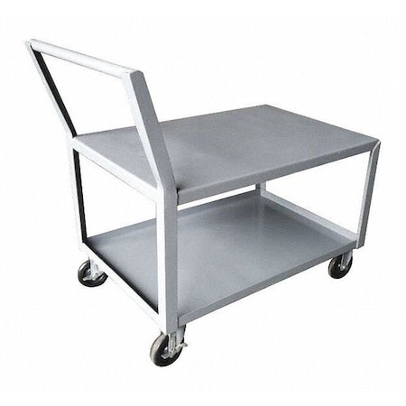 Zoro Select Low-Profile Utility Cart with Lipped & Flush Metal Shelves, Steel, 1,200 lb Load Capacity, 40 in L 10F444
