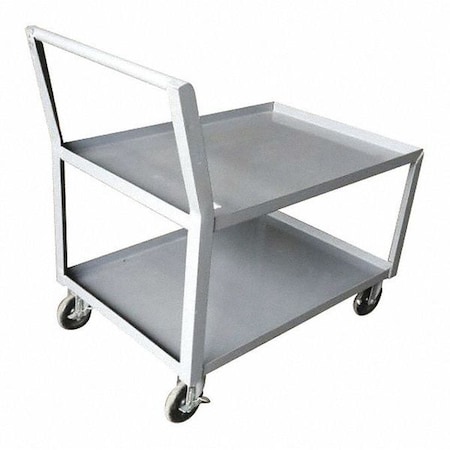 Zoro Select Utility Cart with Lipped Metal Shelves, Steel, 1,200 lb Load Capacity, 2 Shelves, 39 in L, 24 in W 10F449