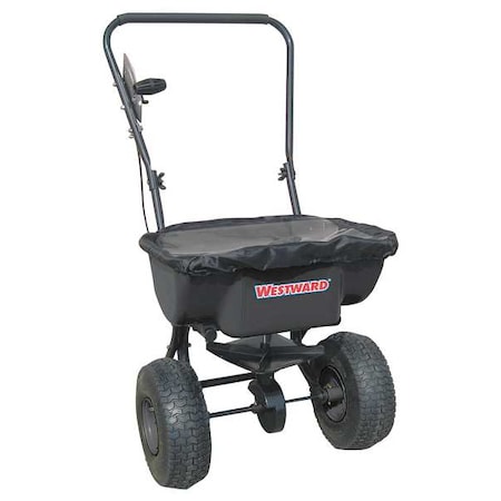 Westward 30 lbs Cap Broadcast Spreader For Fertilizer & Grass Seed, 12 ft Spread, Loop Handle 10F633