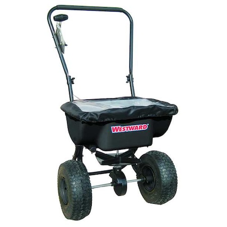 Westward 30 lbs Cap Broadcast Spreader For Salt, Fertilizer & Grass Seed, 12 ft Spread, Loop Handle 10F635