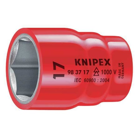 Knipex 3/8 in Drive, 17mm Metric Socket, 6 Points, 3/8 in. Dr, 17mm Hex 98 37 17