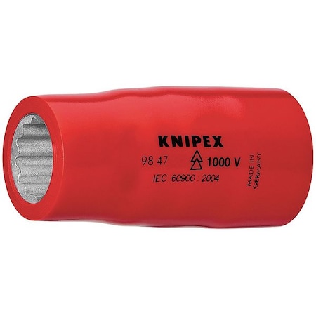 Knipex 1/2 in Drive, SAE Socket, 12 Points, 1/2 in. Dr, 13/16 in.,  98 47 13/16"