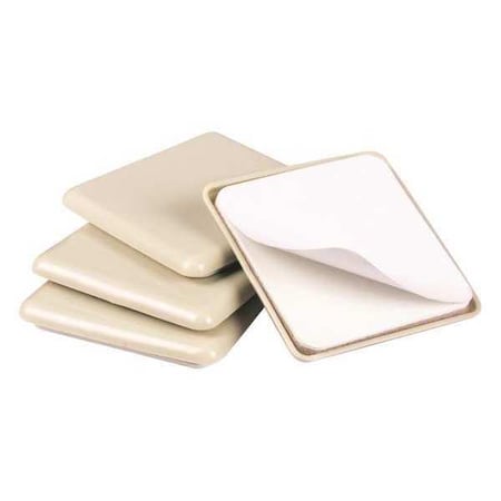 Zoro Select Furniture Glides, SelfStick, Sq, 2-1/2", PK4 10G202