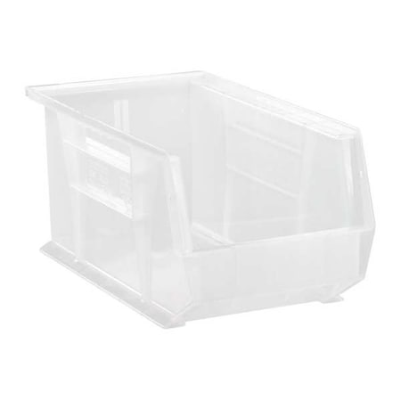 Quantum Storage Systems Hang & Stack Storage Bin, Polypropylene, Clear, 7 in H, 8 1/4 in W, 14 3/4 in L QUS240CL