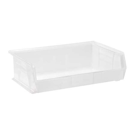 Quantum Storage Systems Hang & Stack Storage Bin, Polypropylene, Clear, 5 in H, 16 1/2 in W, 10 7/8 in L QUS245CL