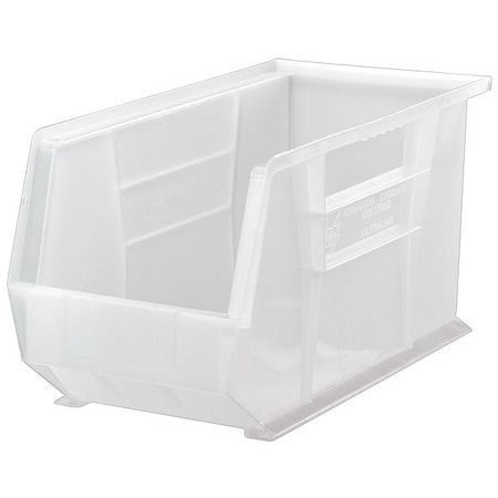 Quantum Storage Systems Hang & Stack Storage Bin, Polypropylene, Clear, 9 in H, 8 1/4 in W, 18 in L QUS265CL