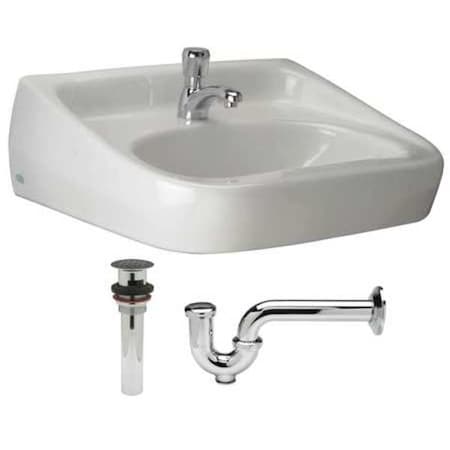 Zurn Wall Mount, 1 Hole, Single Metering Handle, White, Bathroom Sink Z5351.759.1.07.00.00