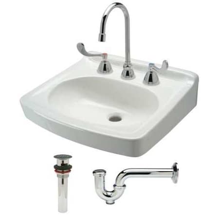 Zurn Wall Mount, 3 Hole, Dual Manual Handle, White, Bathroom Sink Z5358.846.1.07.00.00